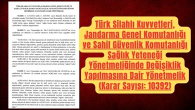 TSK Jandarma ve Sahil Güvenlik Sağlık Yeteneği Yönetmeliğinde Değişiklik 44 TSK, Jandarma ve Sahil Güvenlik Sağlık Yeteneği Yönetmeliğinde Değişiklik