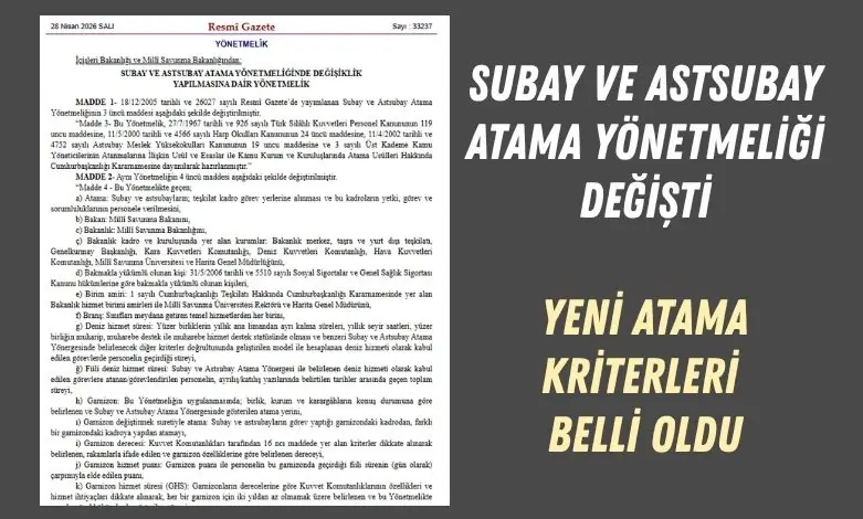 Askeri Personel 3 Subay ve Astsubay Atama Yonetmeligi Degisti Yeni Atama Kriterleri Belli Oldu